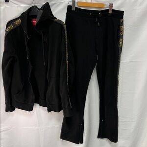 Guess Black and Gold Tracksuit Set